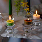 Transparent glass candle holder base suitable for wedding table center decoration, family party decoration