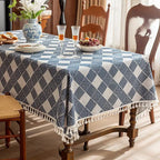 Flower Printed Table Cover with Tassels Cotton Linen Table Cloth Naturally Breathable and Comfortable nappe de table Luxury 식탁보