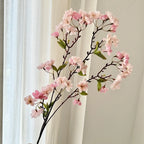Pink Artificial Sakura Flower Decorative Silk Artificial Faux Plants Long Branches Peach Fake Cherry Blossoms Wedding Decoration