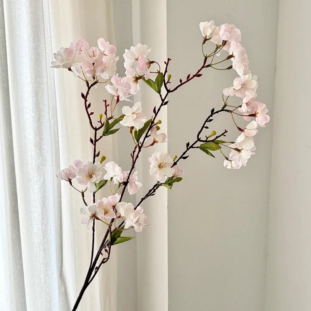 Pink Artificial Sakura Flower Decorative Silk Artificial Faux Plants Long Branches Peach Fake Cherry Blossoms Wedding Decoration