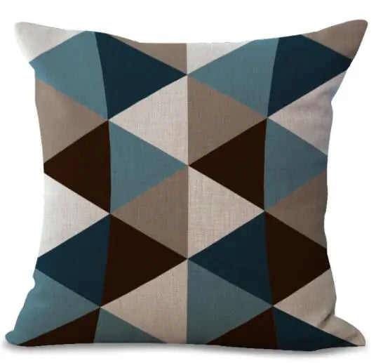 Colorful Geometric Printed Linen Cotton Cushion Cover