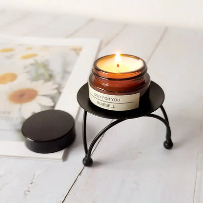 Black Gold Round Candle Holder Wrought Iron Candelabra