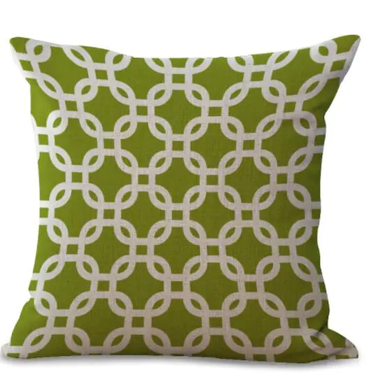 Colorful Geometric Printed Linen Cotton Cushion Cover
