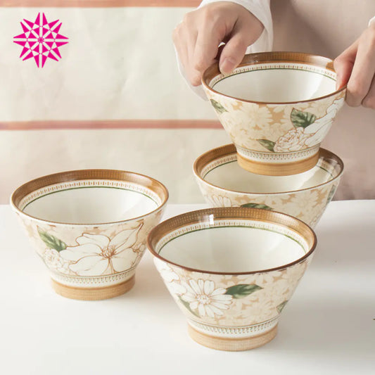 Camellia Ceramic Bowls for Ice Cream, Soup, and Snacks