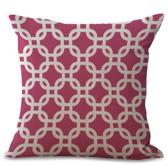 Colorful Geometric Printed Linen Cotton Cushion Cover