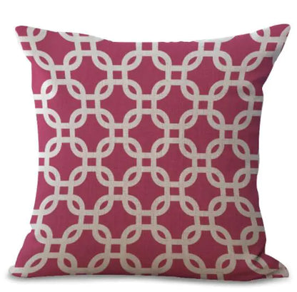 Colorful Geometric Printed Linen Cotton Cushion Cover