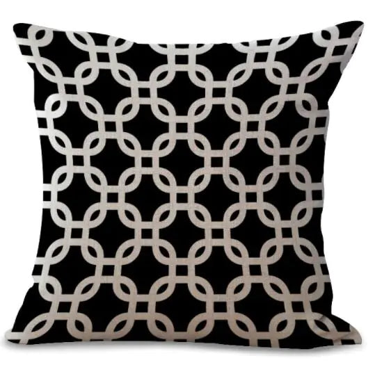 Colorful Geometric Printed Linen Cotton Cushion Cover