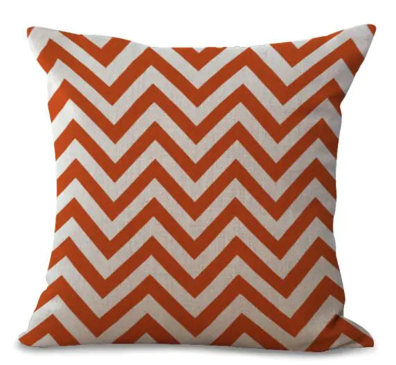 Colorful Geometric Printed Linen Cotton Cushion Cover